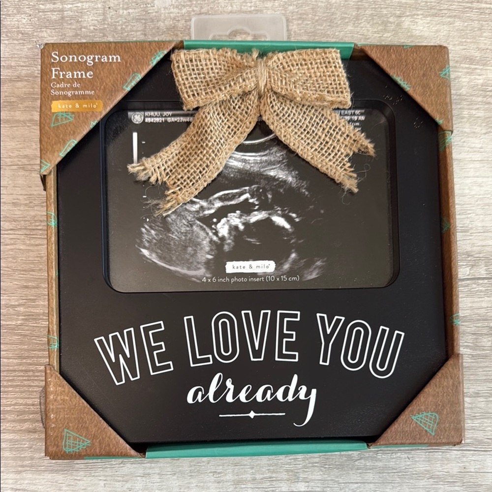 NEW in Box Kate & Milo Sonogram Frame 4x6 Photo Black White